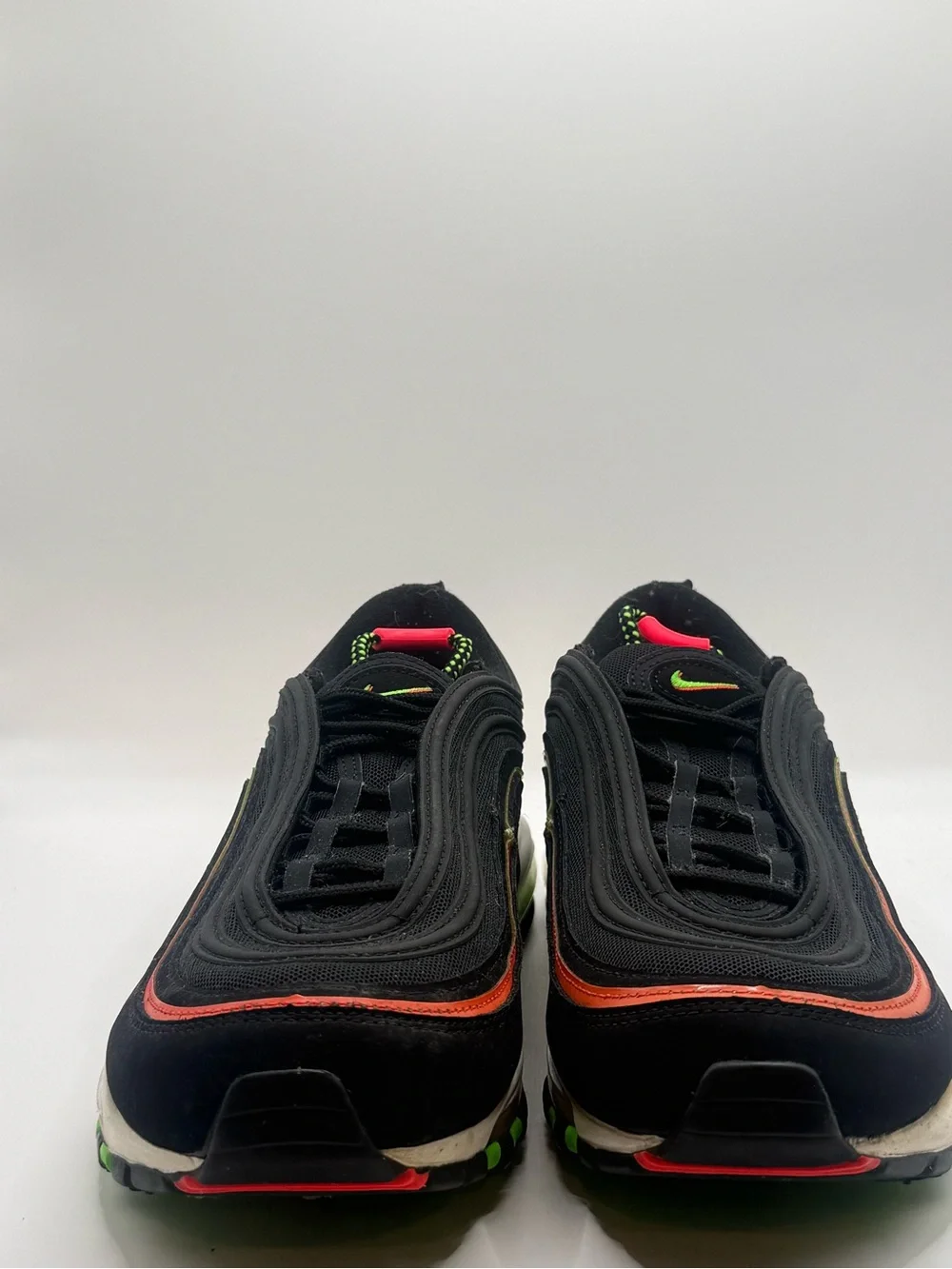 Nike Men’s Sneakers - Black with Green & Orange Accents